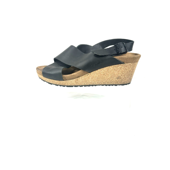 Birkenstock by Papillo Black Leather Samira Wedge Sandal Shoe size 9 - Picture 13 of 16